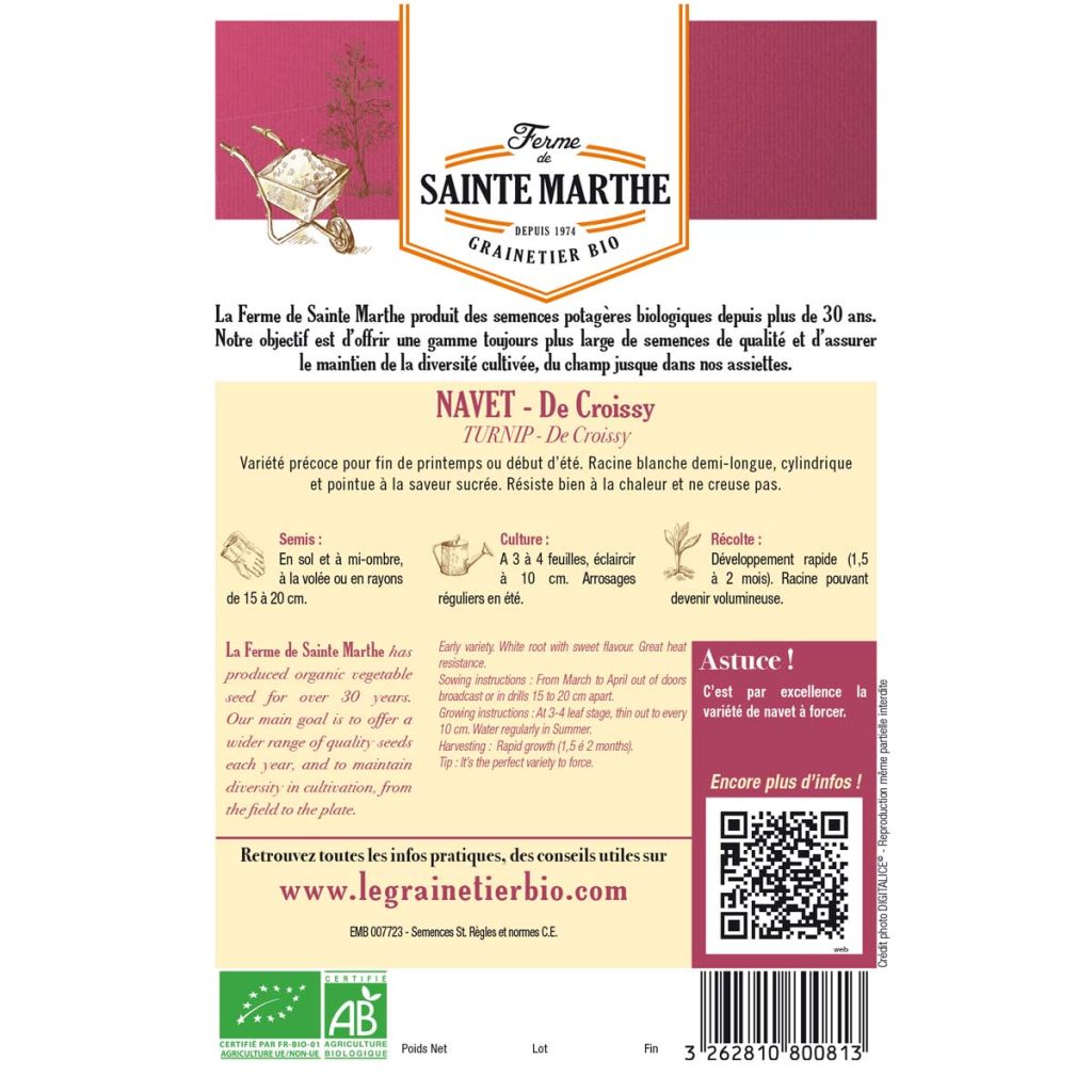 Turnip De Croissy - Ferme de Sainte Marthe Seeds