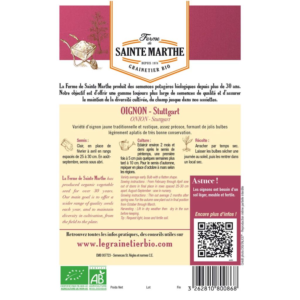 Onion Stuttgarter Rieser - Ferme de Sainte Marthe Seeds