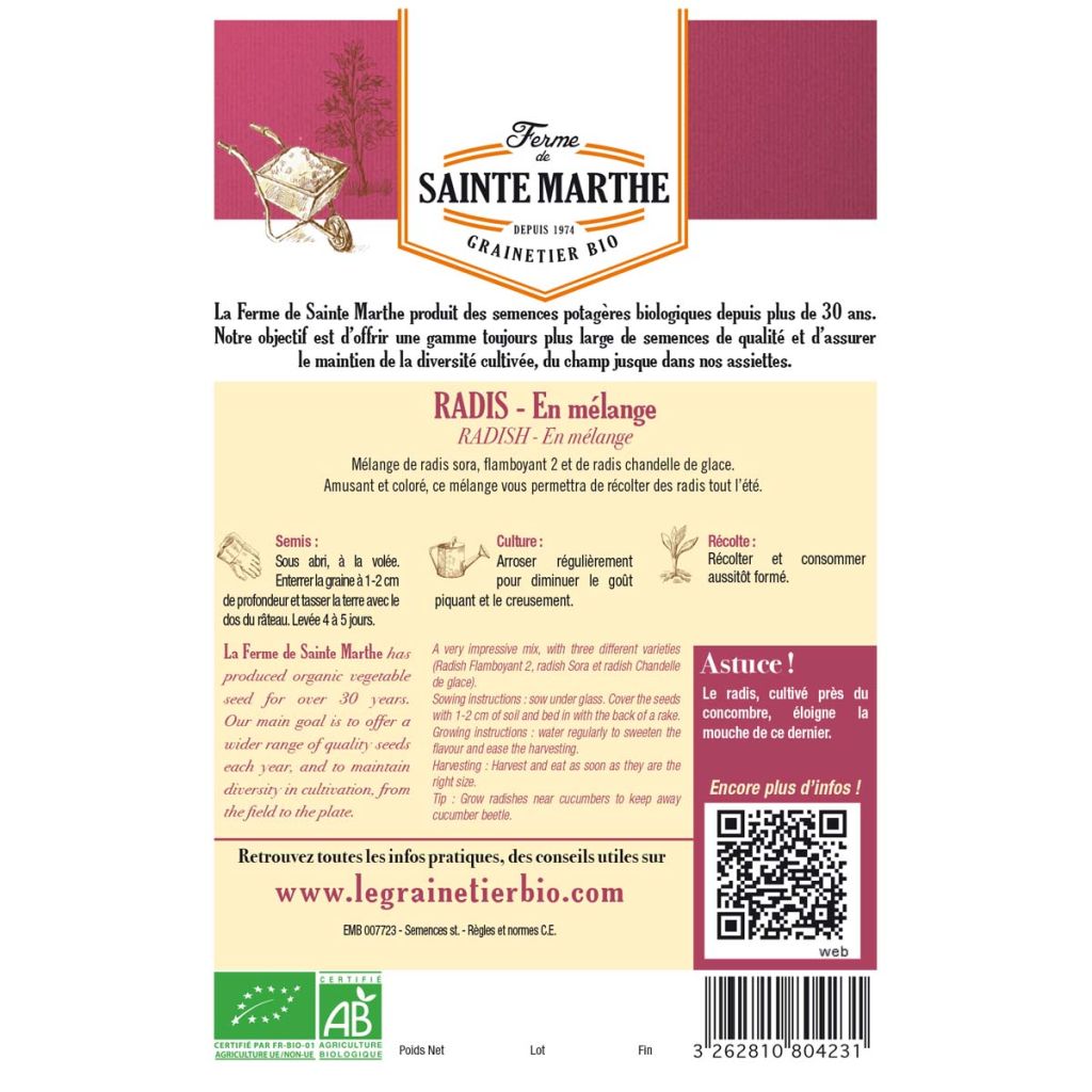Radish Mix - Ferme de Sainte Marthe seeds