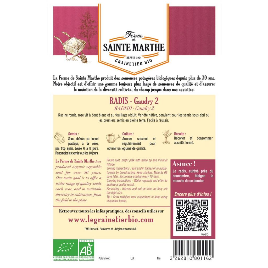 Radish Gaudry 2 - Ferme de Sainte Marthe Seeds