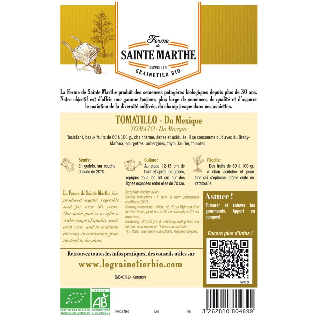 Mexican Tomatillo - Ferme de Sainte Marthe seeds