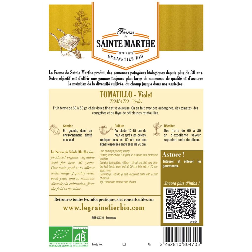Purple Tomatillo - Ferme de Sainte Marthe seeds