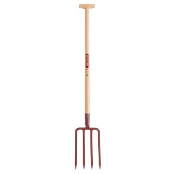 Terracotta digging fork with wooden handle by Leborgne